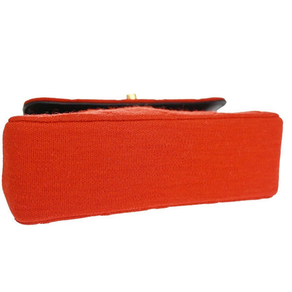 Chanel Vintage Clutch Pleated Leather, RED, CANVAS, Shoulder bag