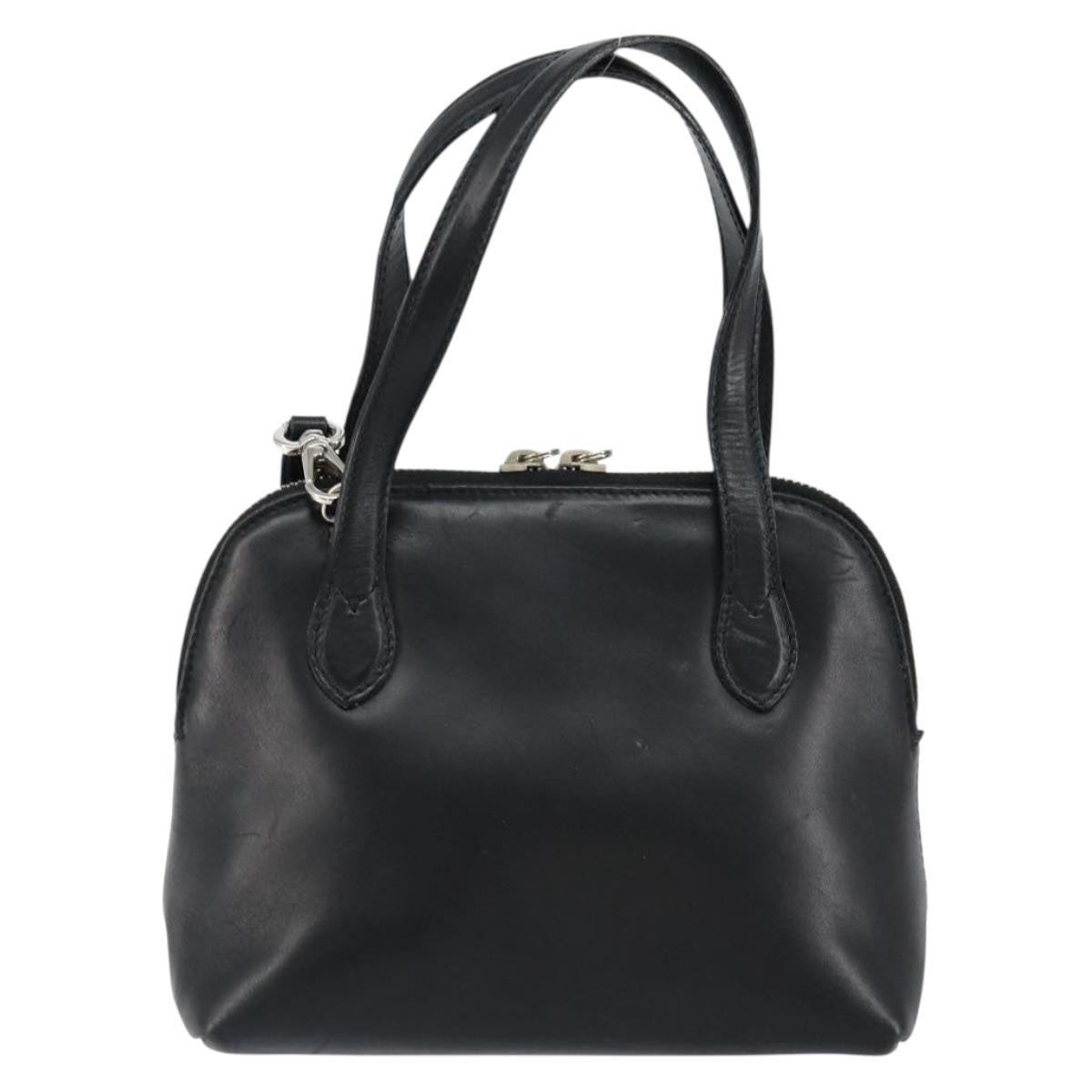 Salvatore Ferragamo Gancini handbag Leather, BLACK, LEATHER, Handbag