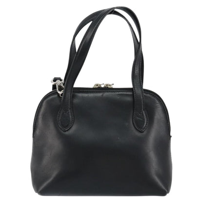 Salvatore Ferragamo Gancini handbag Leather, BLACK, LEATHER, Handbag
