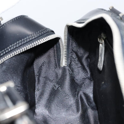 Salvatore Ferragamo Gancini handbag Leather, BLACK, LEATHER, Handbag