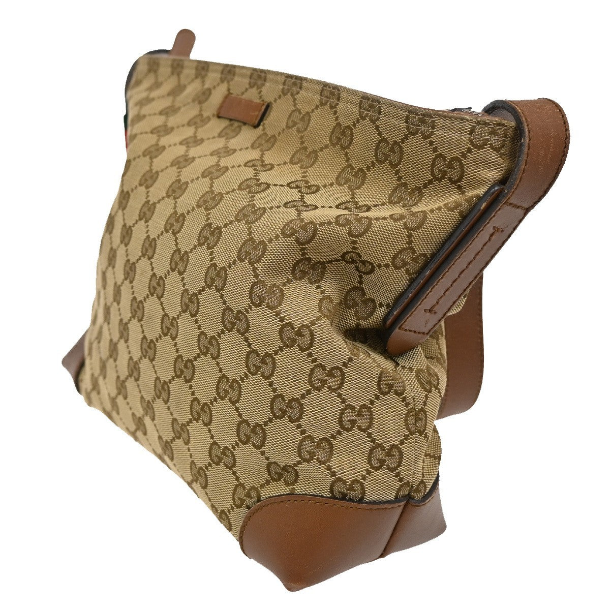 Gucci Web Loop Shoulder Bag GG Canvas, BROWN, CANVAS, Shoulder bag