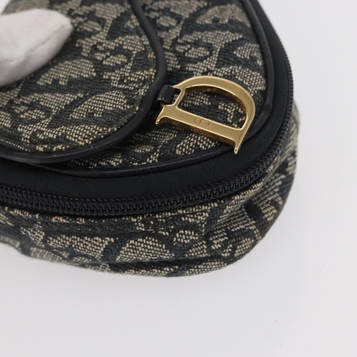 Christian Dior Saddle Zip Pouch Diorissimo Canvas, NAVY, CANVAS, Clutche & pouche