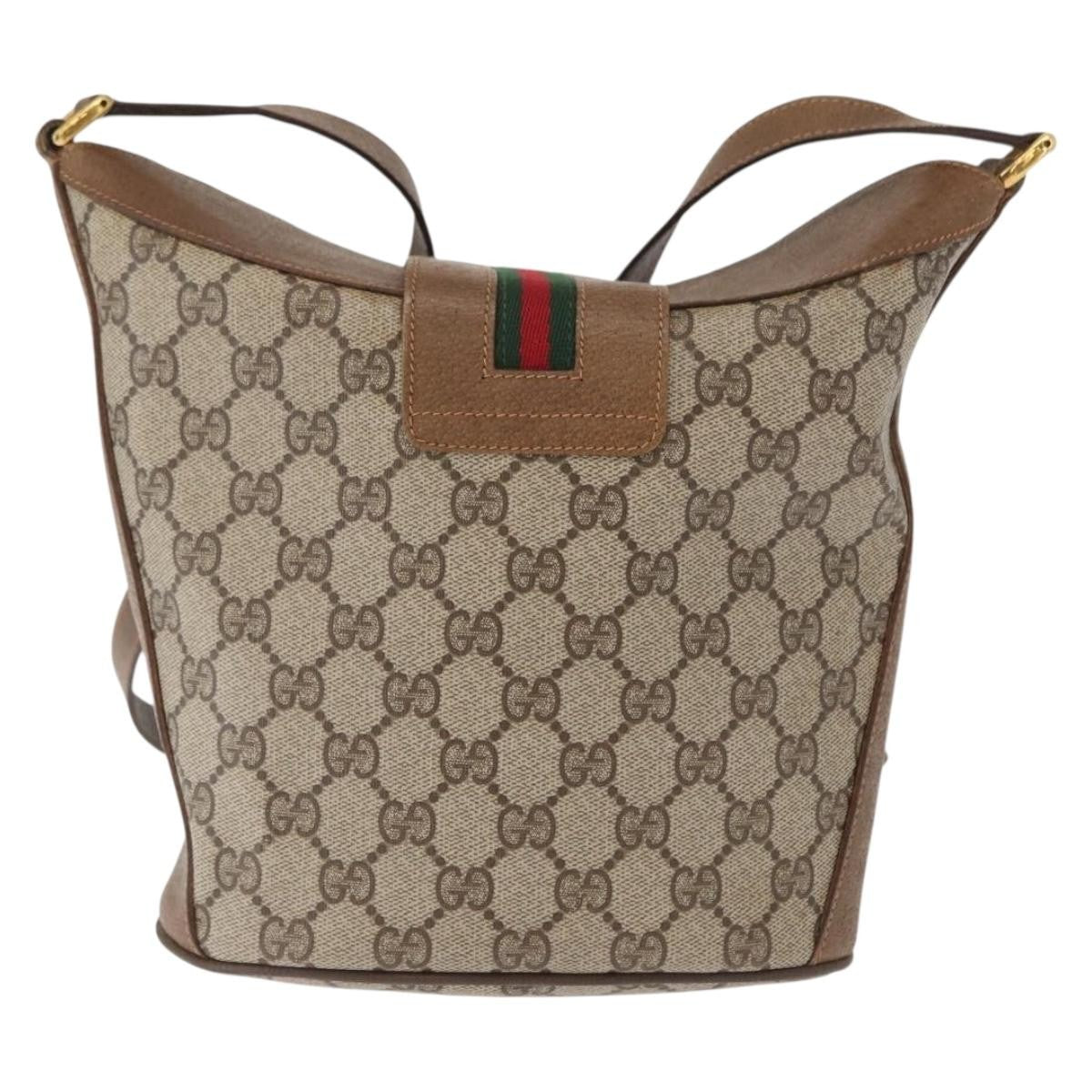 Gucci Vintage Open Shoulder Bag (Outlet) GG Canvas with Leather, BEIGE, PVC, Shoulder bag