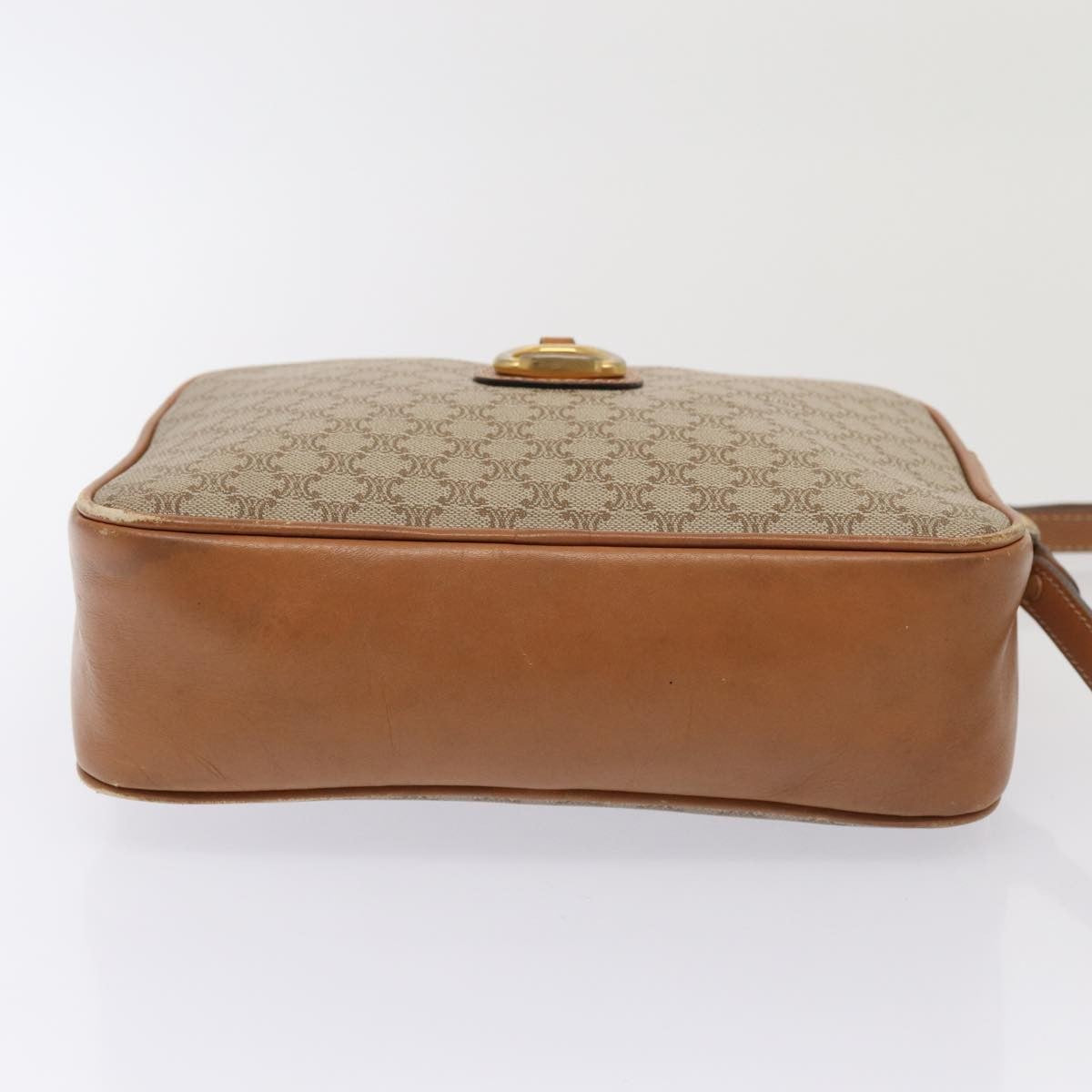 Celine Vintage Macadam Shoulder Bag Canvas and Leather, BEIGE, CANVAS, Shoulder bag