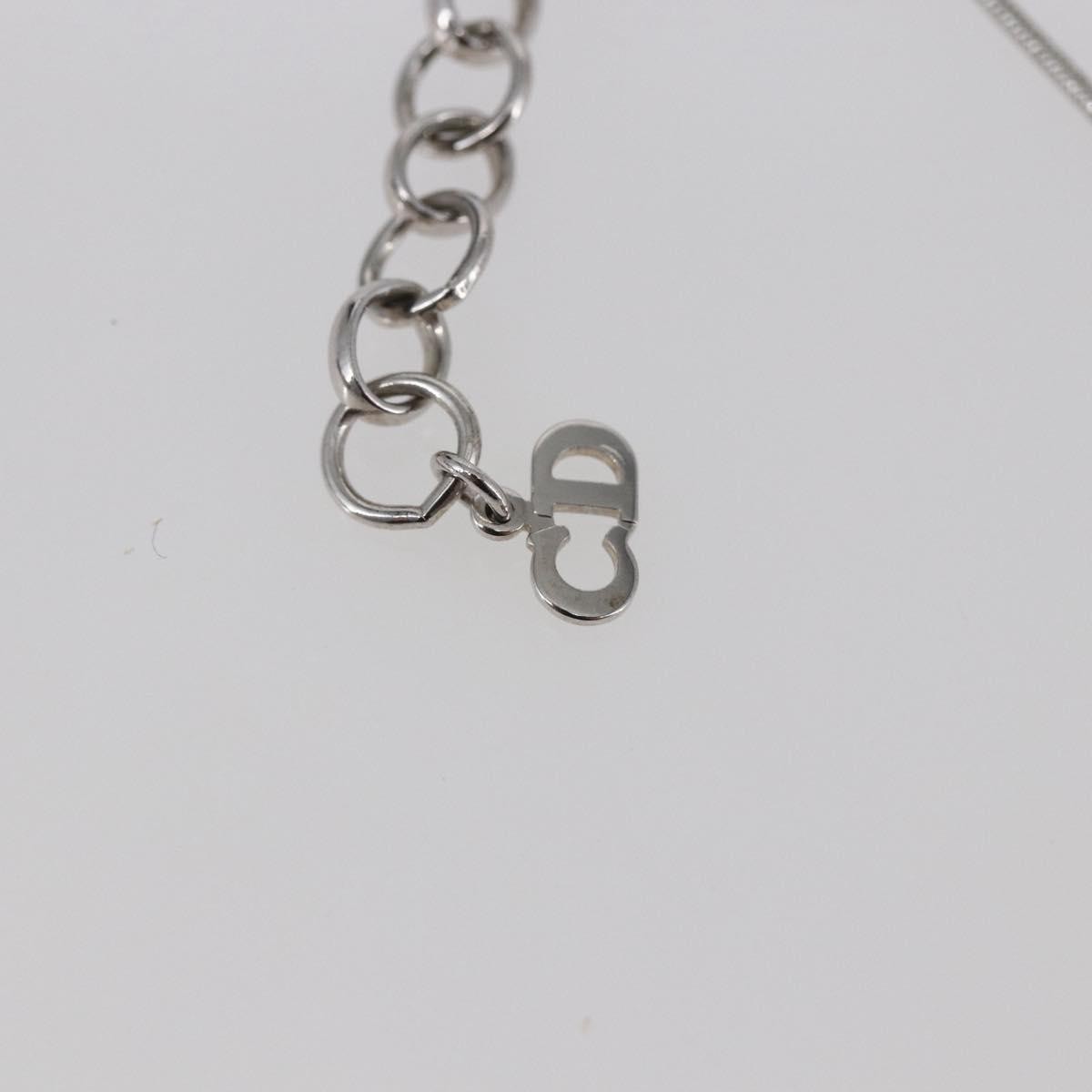 Christian Dior Bow CD Pendant Necklace Metal with Crystal, SILVER, METAL, Necklace