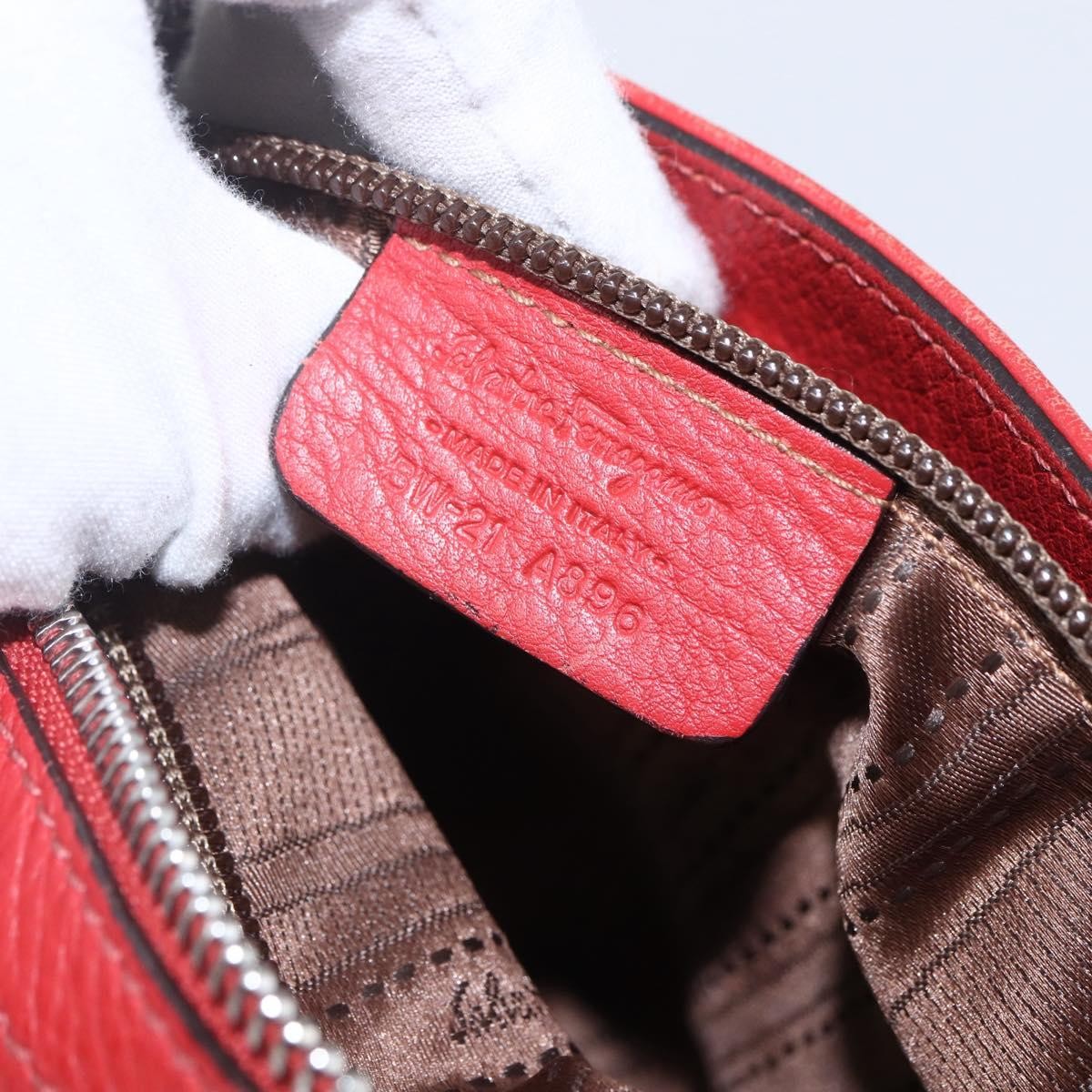 Salvatore Ferragamo Sofia Satchel Grainy Leather, RED, LEATHER, Handbag