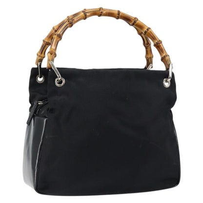 Gucci Vintage Bamboo Handle Bag Leather, BLACK, LEATHER, Handbag