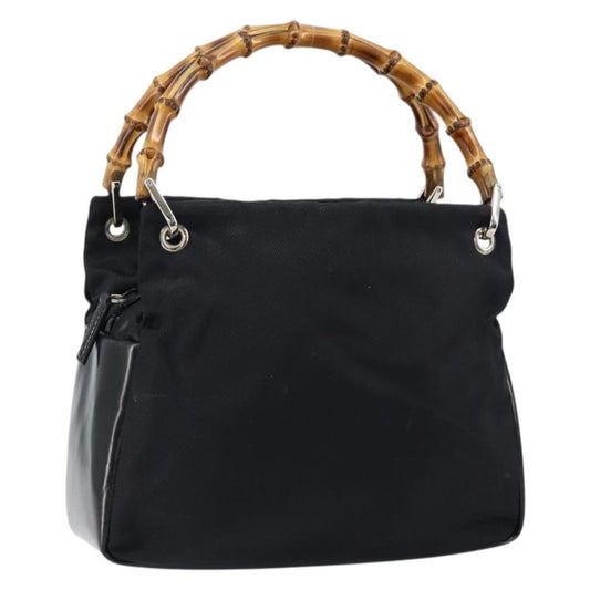 Gucci Vintage Bamboo Handle Bag Leather, BLACK, LEATHER, Handbag