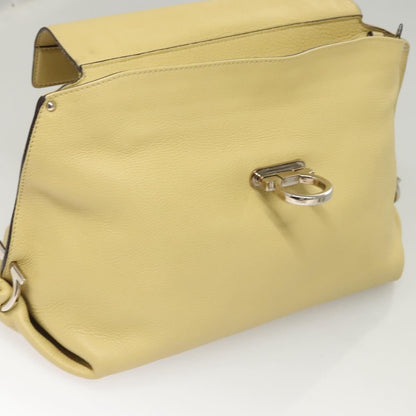 Salvatore Ferragamo Gancini handbag Leather, YELLOW, LEATHER, Handbag