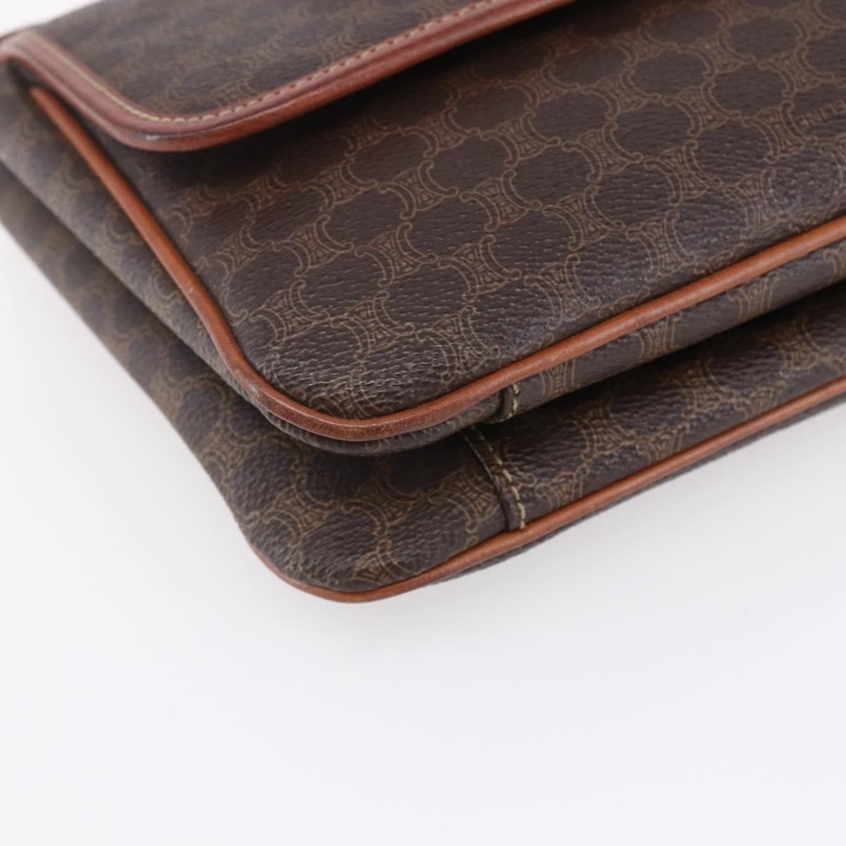 Celine Vintage Macadam Shoulder Bag Canvas and Leather, BROWN, CANVAS, Shoulder bag