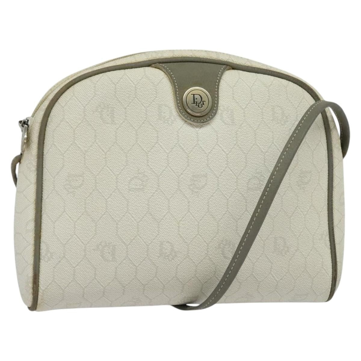 Christian Dior Vintage Honeycomb Shoulder Bag Canvas, WHITE, CANVAS, Shoulder bag