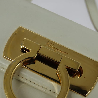 Salvatore Ferragamo Gancini Convertible Top Handle Bag Leather, WHITE, LEATHER, Handbag