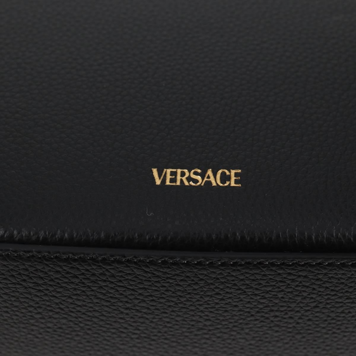 Versace Virtus Flap Messenger Bag Leather, BLACK, LEATHER, Crossbody bag