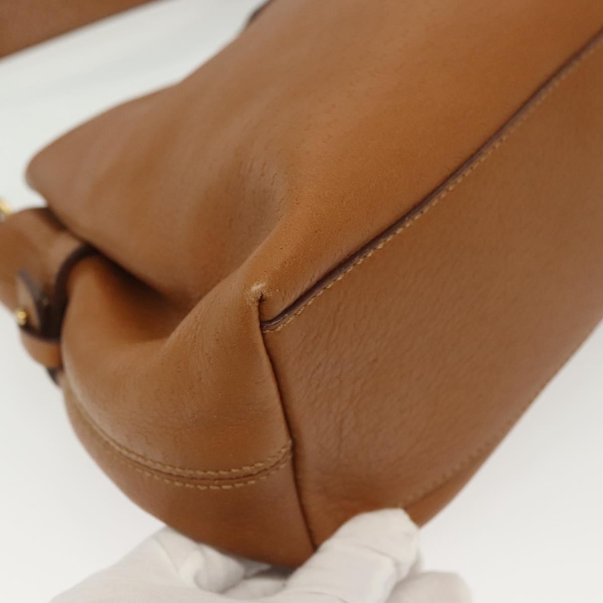 Salvatore Ferragamo Gancini Shoulder Bag Leather, BROWN, LEATHER, Handbag