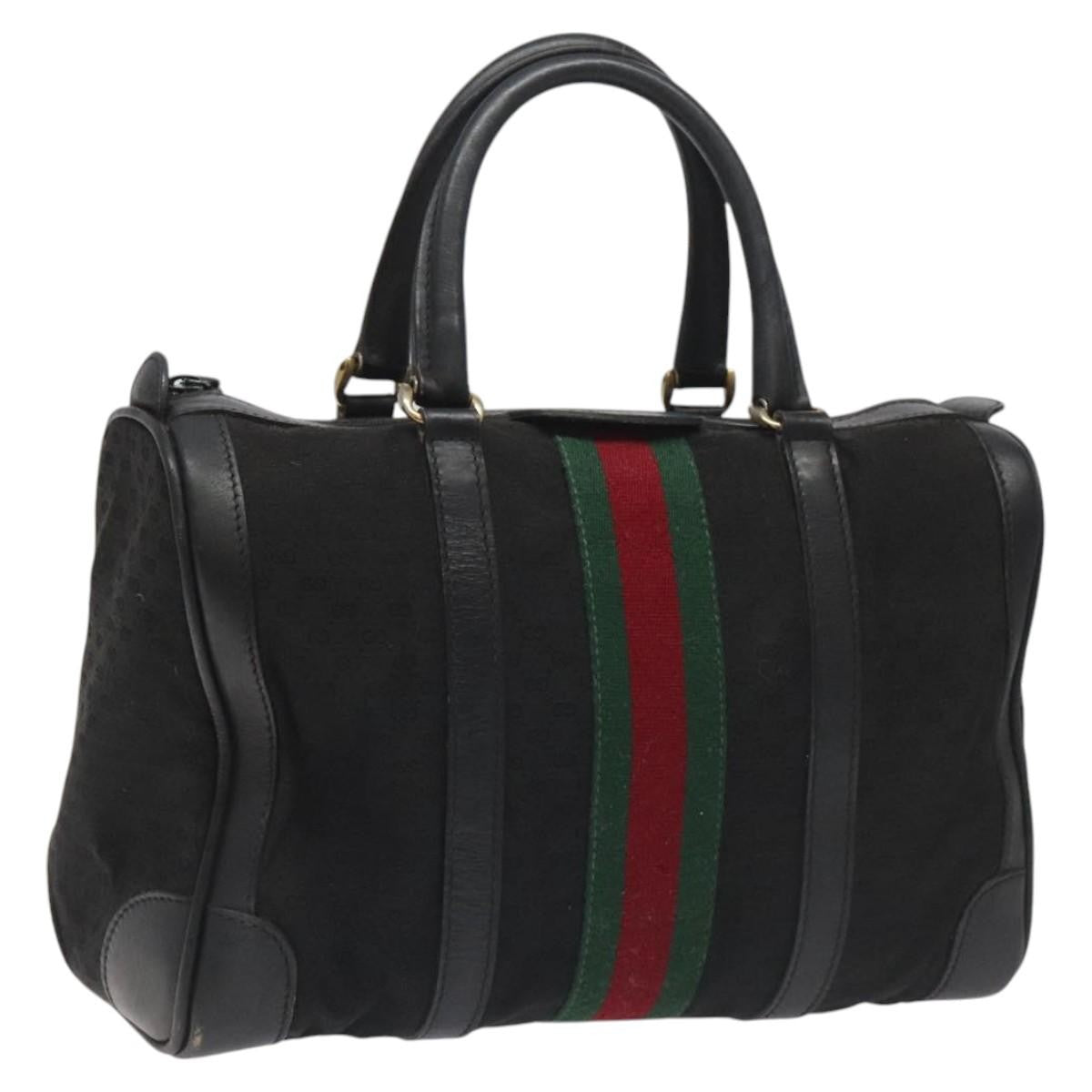 Gucci Vintage Web Boston Bag GG Canvas, BLACK, CANVAS, Handbag
