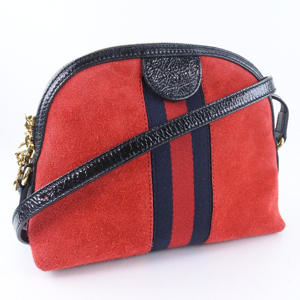 Gucci Ophidia Dome Shoulder Bag Suede, RED, SUEDE, Shoulder bag