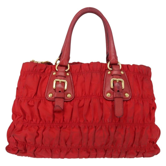 Prada Gaufre Convertible Tote Leather and Tessuto, RED, NYLON, Handbag