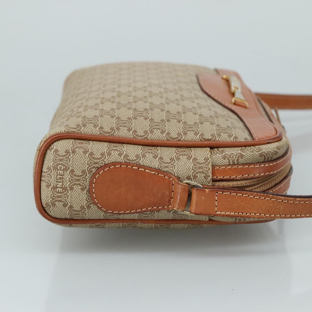 Celine Macadam Shoulder Bag Leather, BEIGE, LEATHER, Shoulder bag