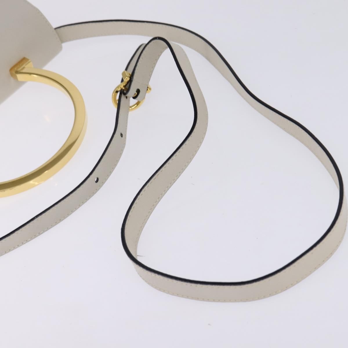 Salvatore Ferragamo Gancini handbag Leather, WHITE, LEATHER, Handbag