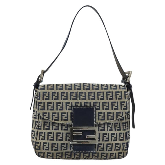 Fendi Mamma Baguette Shoulder Bag Canvas, NAVY, CANVAS, Shoulder bag