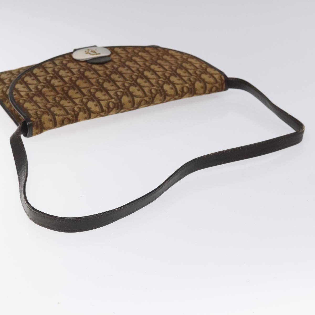 Christian Dior Vintage Trotter Shoulder Bag Embroidered Diorissimo Canvas, BROWN, CANVAS, Shoulder bag