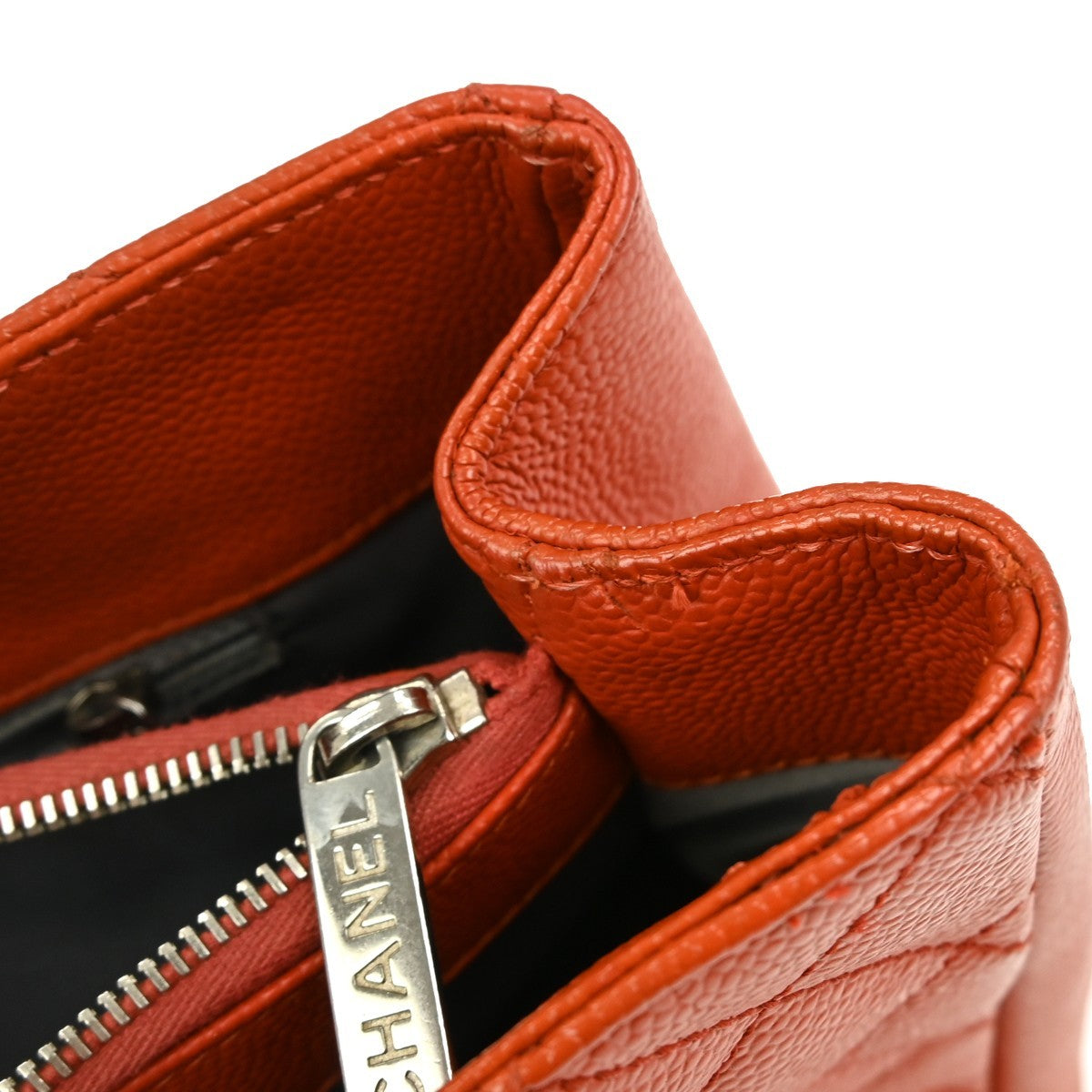 Chanel Grand Shopping Tote Quilted Caviar, ORANGE, LEATHER, Tote bag