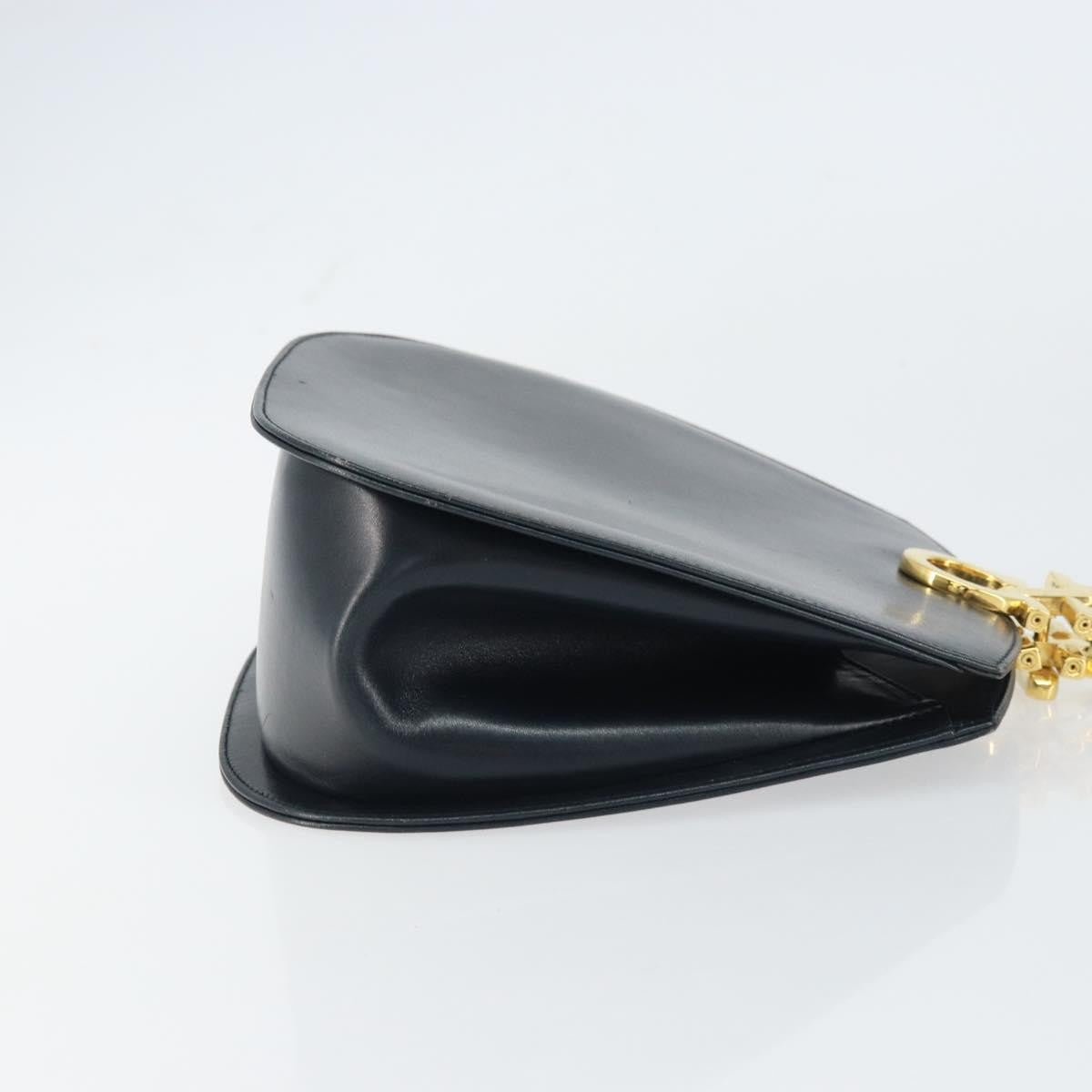 Salvatore Ferragamo Gancini Shoulder Bag Leather, NAVY, LEATHER, Shoulder bag