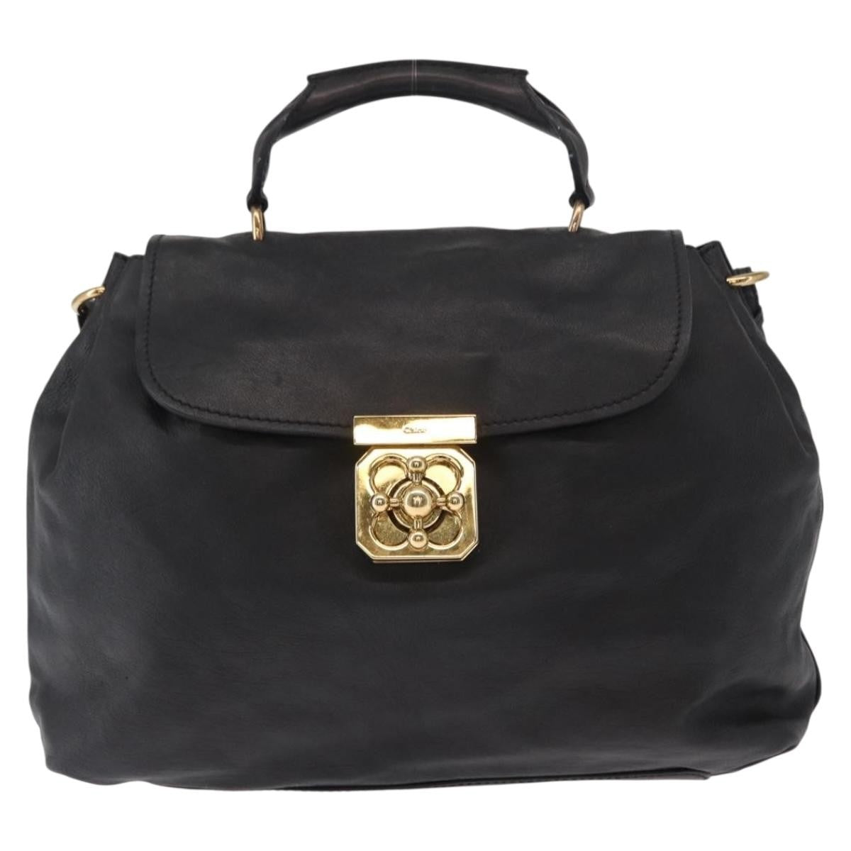 Chloe Elsie Convertible Satchel Leather, BLACK, LEATHER, Handbag
