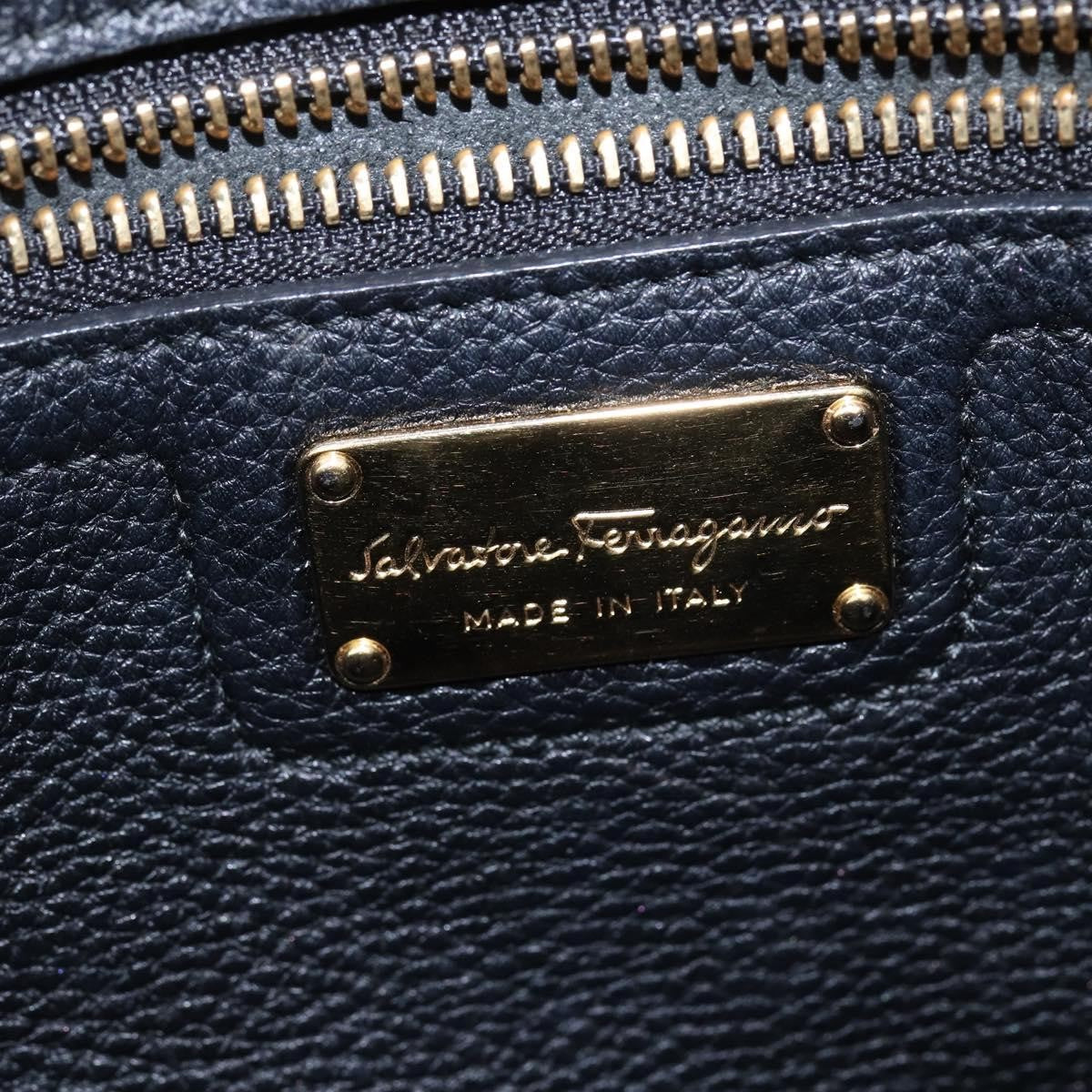 Salvatore Ferragamo Amy Tote Pebbled Leather, BLACK, LEATHER, Tote bag