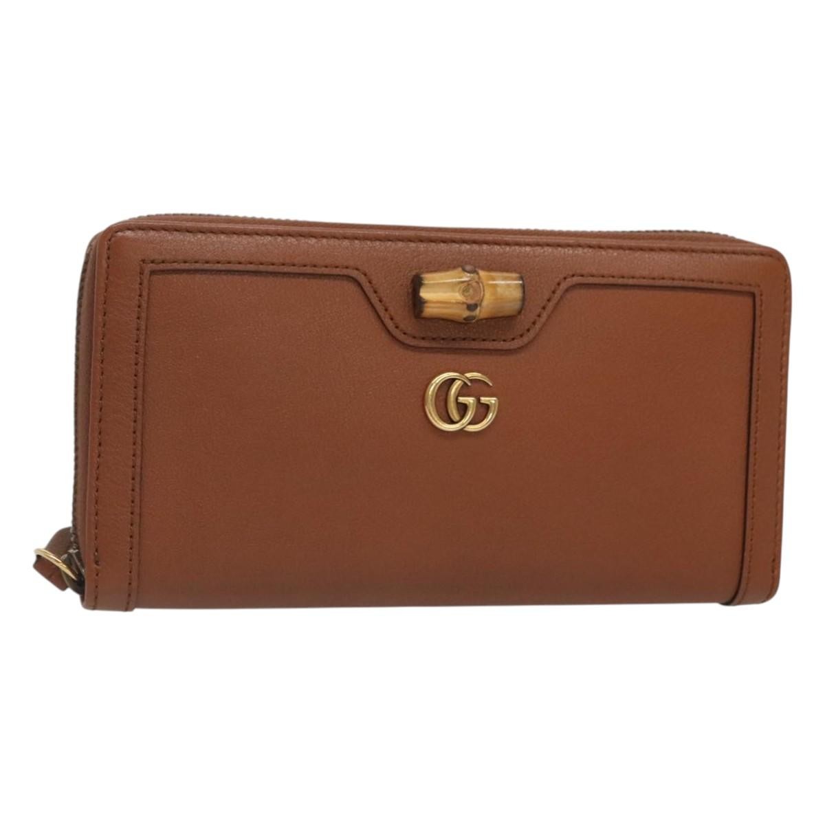 Gucci Diana Zip Around Wallet Leather, BROWN, LEATHER, Wallets