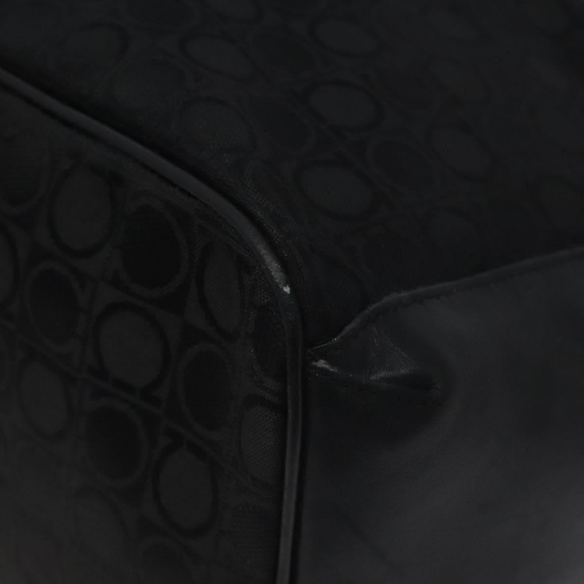 Salvatore Ferragamo Gancini Shoulder Bag Canvas, BLACK, CANVAS, Shoulder bag