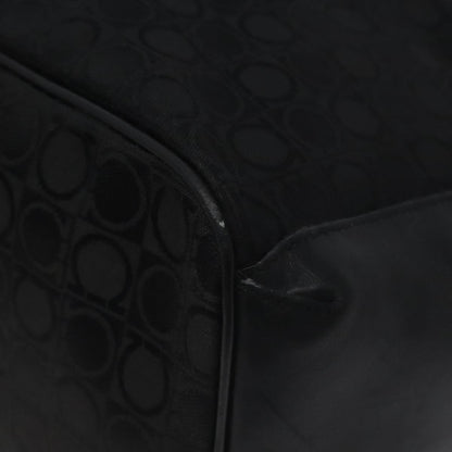 Salvatore Ferragamo Gancini Shoulder Bag Canvas, BLACK, CANVAS, Shoulder bag