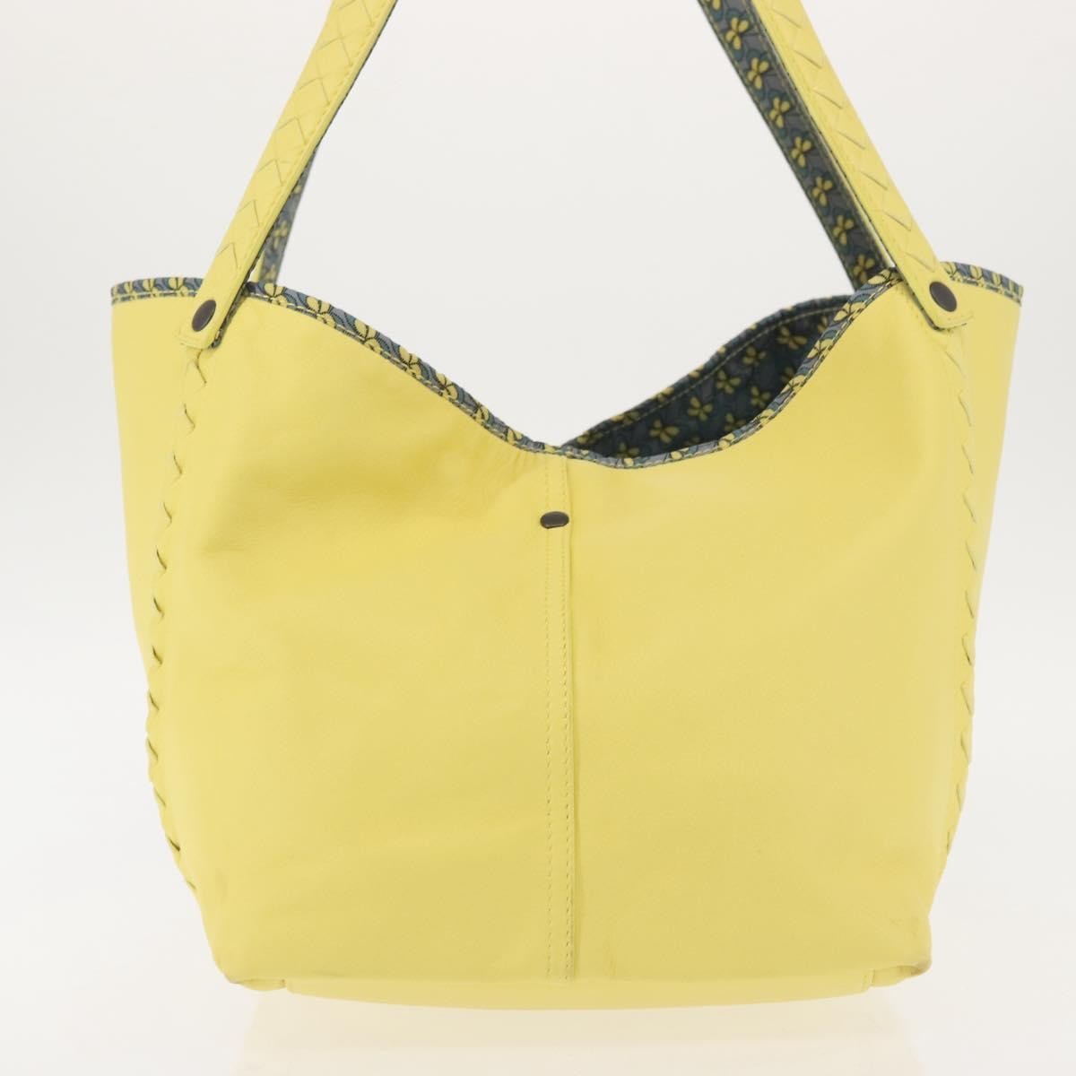 Bottega Veneta A-Shape Tote Leather with Intrecciato Detail, YELLOW, LEATHER, Shoulder bag