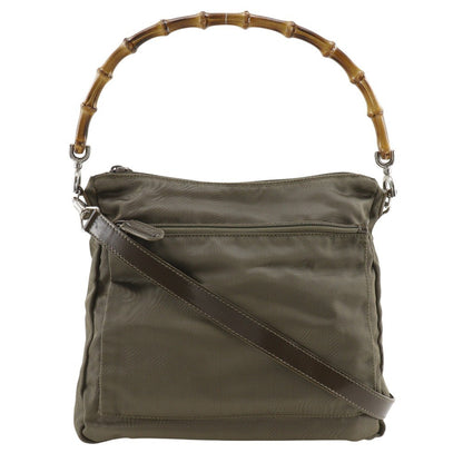 Gucci Convertible Bamboo Zip Tote Canvas, KHAKI, NYLON, Shoulder bag