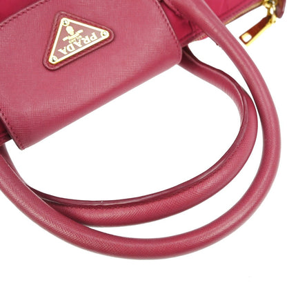 Prada Convertible Flap Tote Tessuto and Saffiano Leather, PINK, NYLON, Tote bag