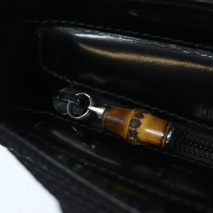 Gucci Vintage Bamboo Handle Tote Canvas, BLACK, CANVAS, Tote bag