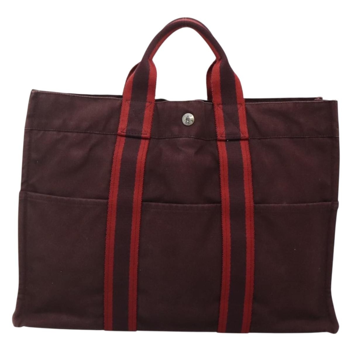 Hermes Fourre Tout Tote Canvas, RED, CANVAS, Tote bag