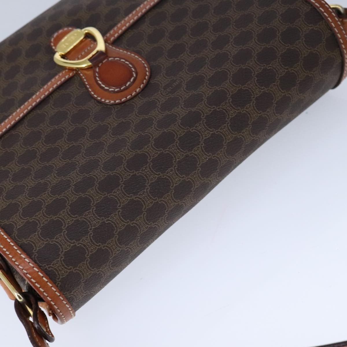 Celine Macadam Shoulder Bag PVC Leather, BROWN, CANVAS, Shoulder bag