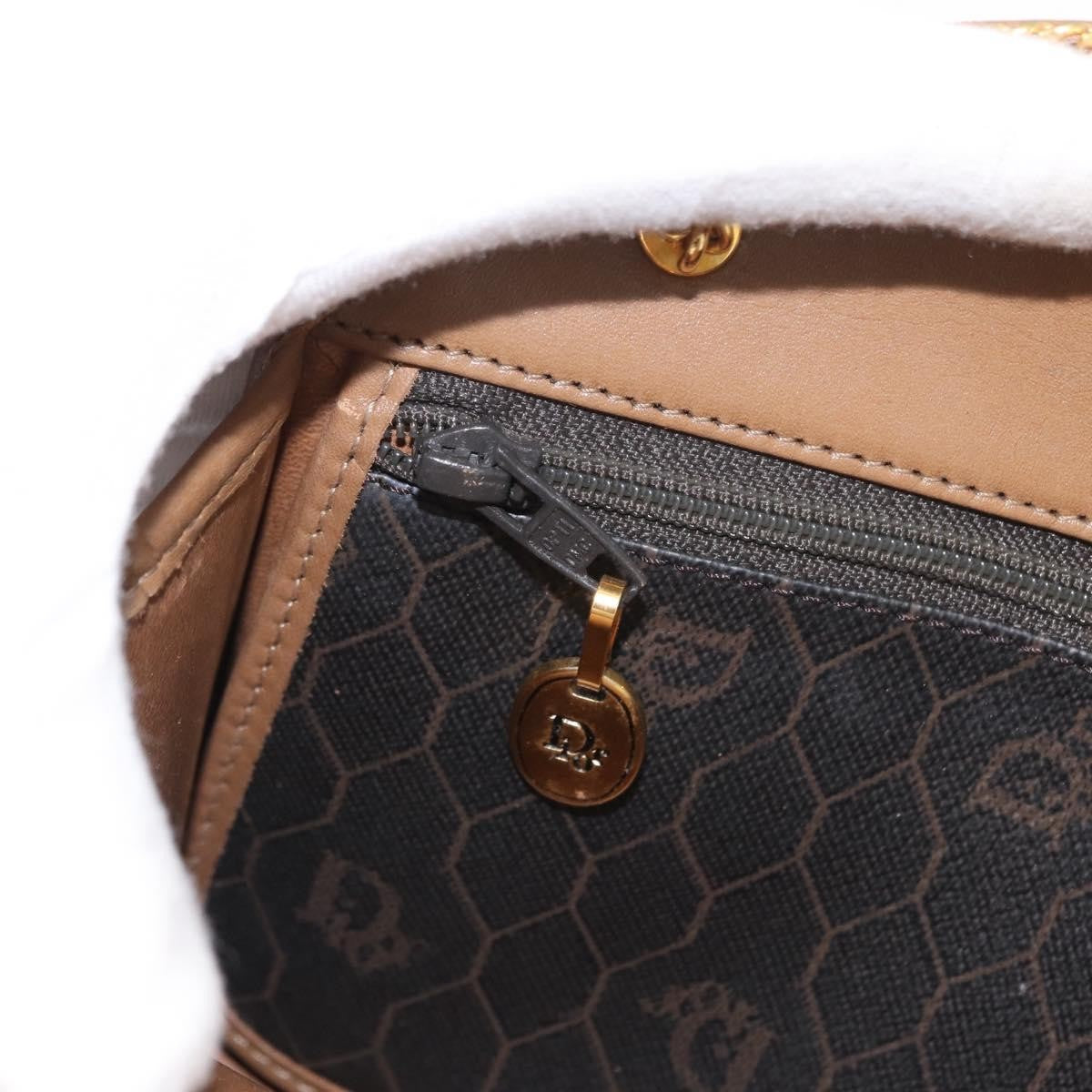 Christian Dior Vintage Honeycomb Shoulder Bag Canvas and Leather, BLACK, CANVAS, Shoulder bag