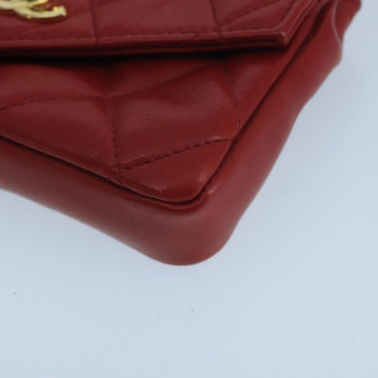Chanel Chain Envelope Belt Bag Quilted Calfskin, RED, LEATHER, Clutche & pouche