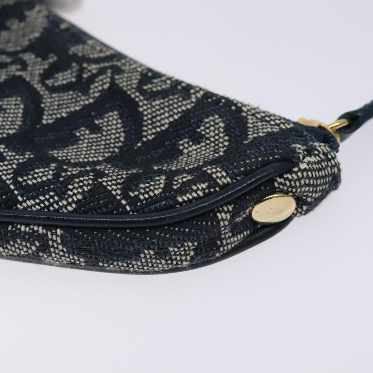 Christian Dior Vintage Saddle Zip Coin Purse Diorissimo Canvas, NAVY, CANVAS, Clutche & pouche