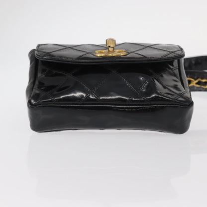 Chanel Vintage Flap Belt Bag Quilted Leather, BLACK, LEATHER, Clutche & pouche