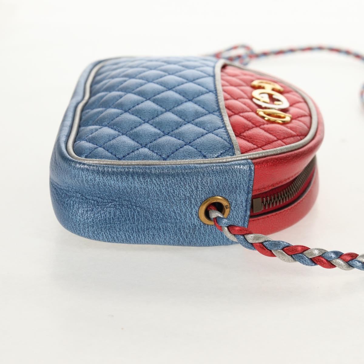 Gucci Trapuntata Camera Shoulder Bag Lambskin, BLUE, LEATHER, Shoulder bag