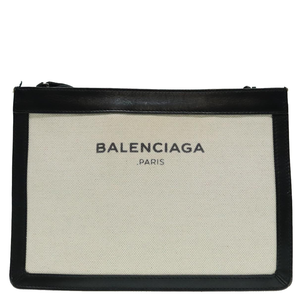 Balenciaga Navy Pochette Canvas and Leather, WHITE, CANVAS, Shoulder bag