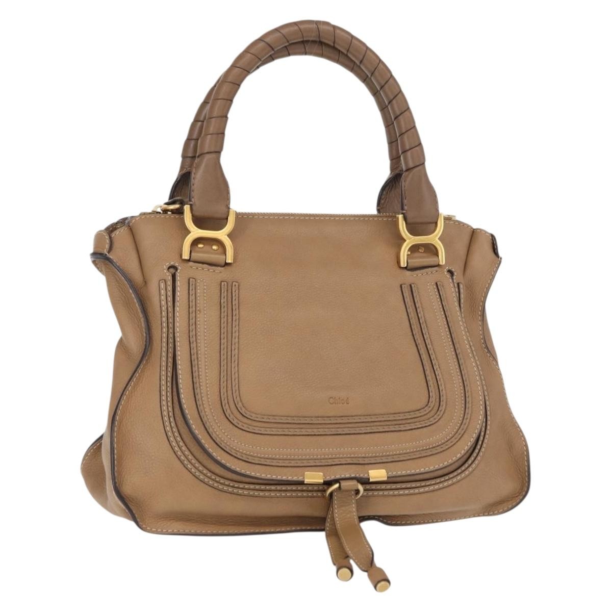 Chloe Marcie Satchel Leather, BEIGE, LEATHER, Handbag