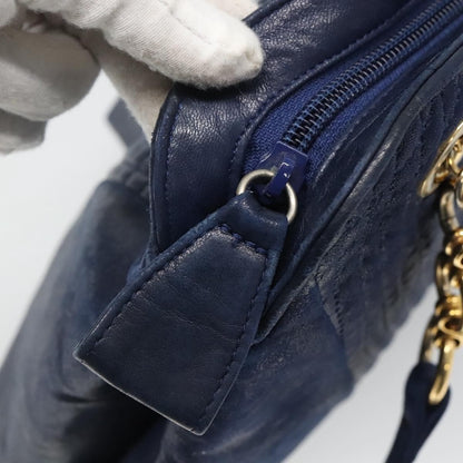 Bally Vintage Shoulder Bag Leather, NAVY, LEATHER, Shoulder bag