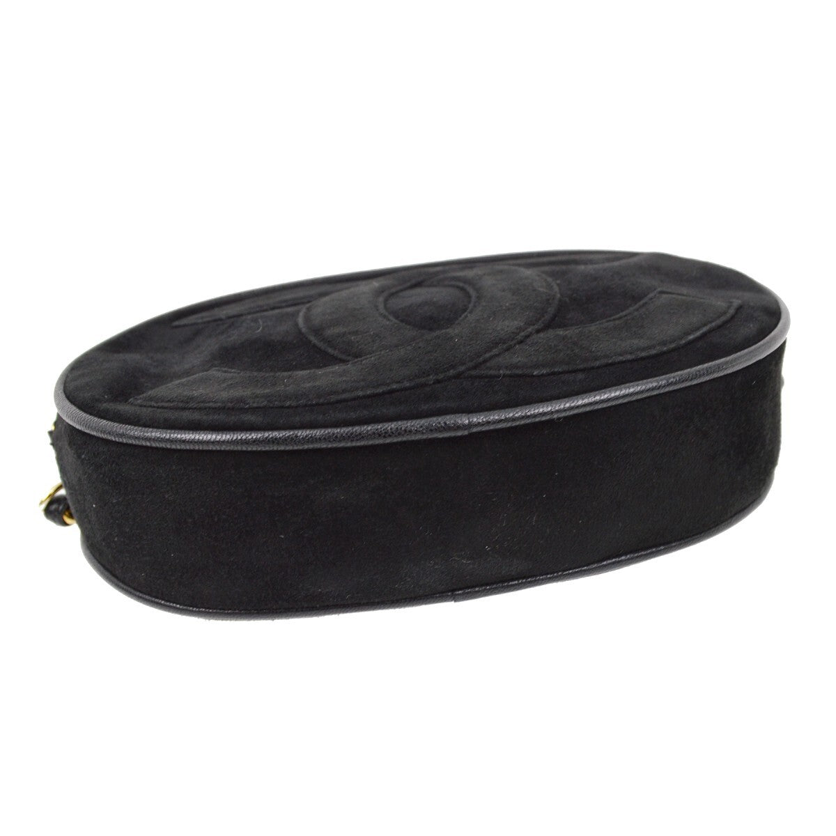 Chanel CC Mark Round chain black suede, BLACK, SUEDE, Shoulder bag