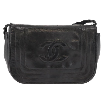 Chanel Vintage CC Stitch Flap Bag Leather, BLACK, LEATHER, Shoulder bag
