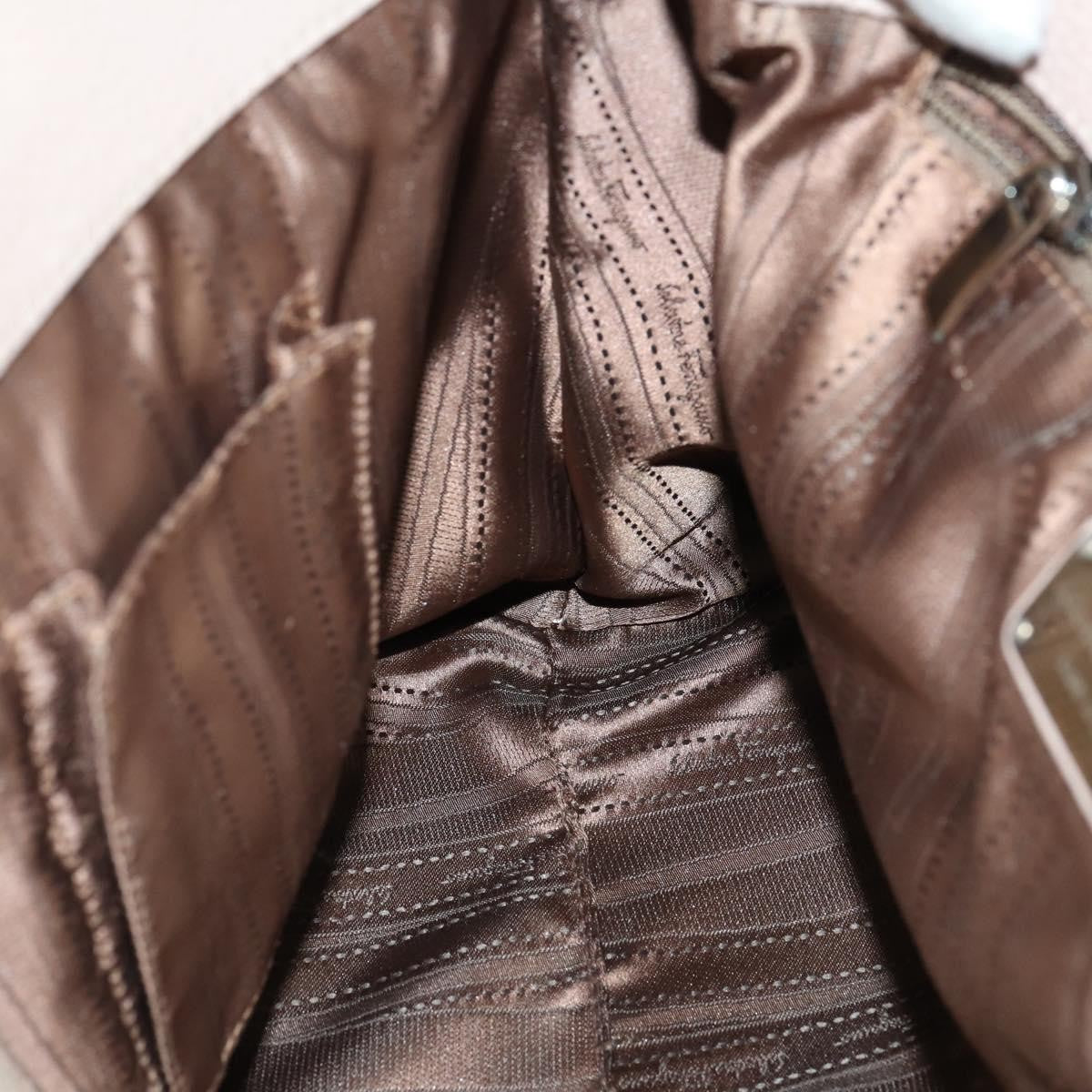 Salvatore Ferragamo Gancini Shoulder Bag Leather, BEIGE, LEATHER, Shoulder bag