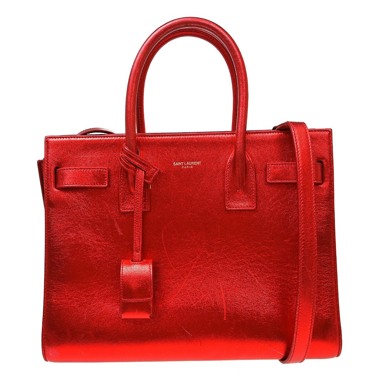 Saint Laurent Sac de Jour Bag Leather, Red, Leather, Handbag